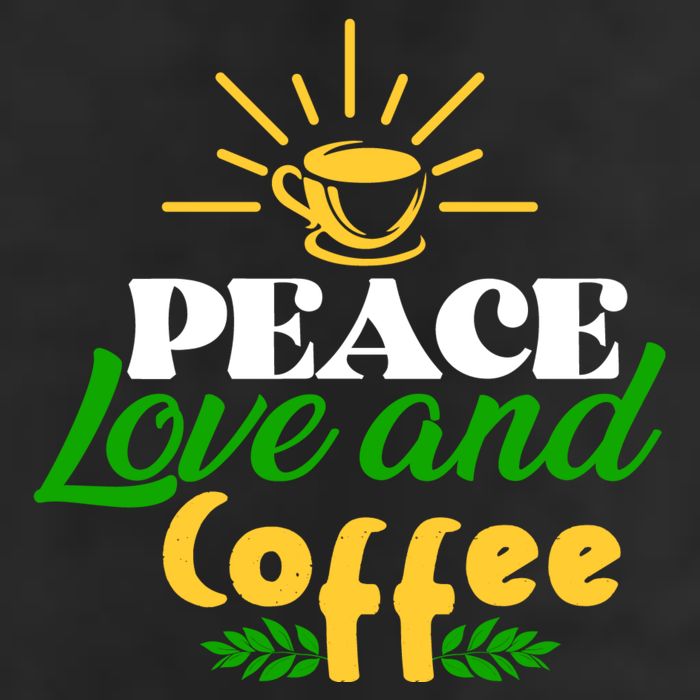 Peace Love & Coffee Motif 7 Panel Mesh Trucker Snapback Hat