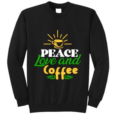 Peace Love & Coffee Motif Sweatshirt