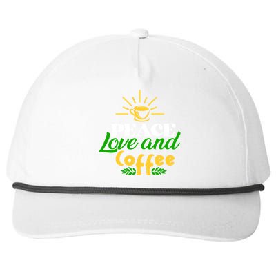 Peace Love & Coffee Motif Snapback Five-Panel Rope Hat