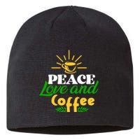 Peace Love & Coffee Motif Sustainable Beanie