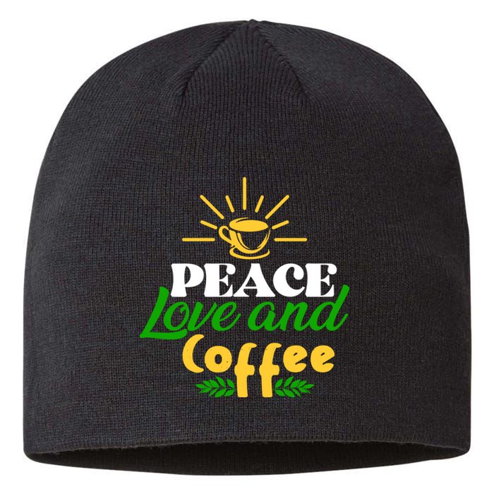 Peace Love & Coffee Motif Sustainable Beanie