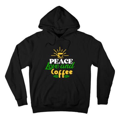 Peace Love & Coffee Motif Tall Hoodie