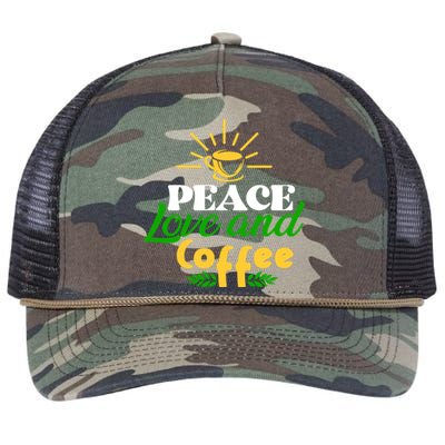 Peace Love & Coffee Motif Retro Rope Trucker Hat Cap