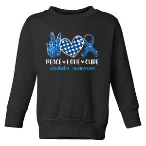 Peace Love Cure Grey Blue Ribbon Diabetes Awareness Toddler Sweatshirt