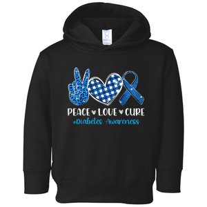 Peace Love Cure Grey Blue Ribbon Diabetes Awareness Toddler Hoodie