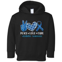 Peace Love Cure Grey Blue Ribbon Diabetes Awareness Toddler Hoodie