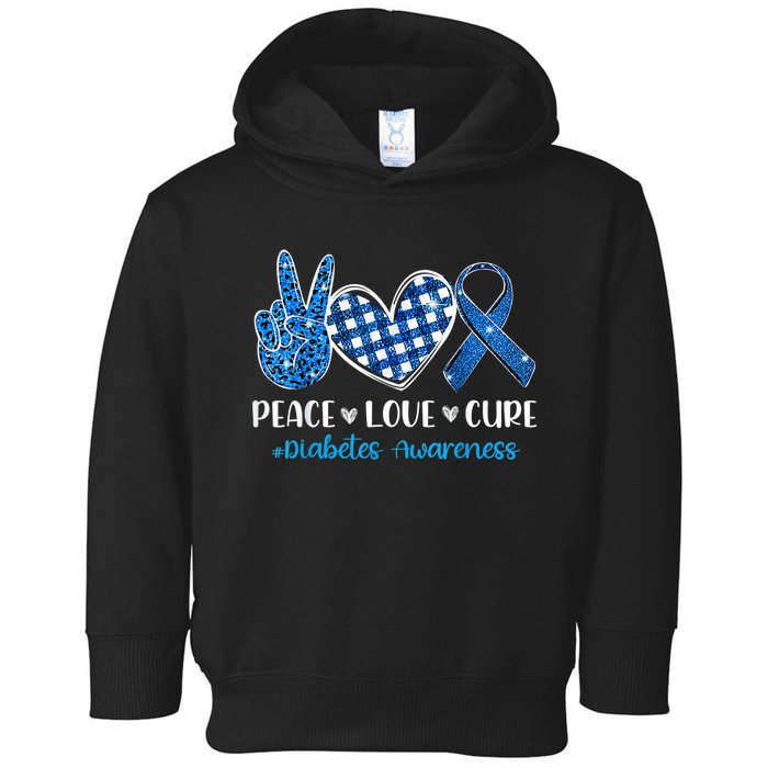 Peace Love Cure Grey Blue Ribbon Diabetes Awareness Toddler Hoodie