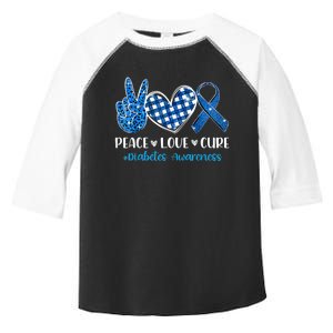 Peace Love Cure Grey Blue Ribbon Diabetes Awareness Toddler Fine Jersey T-Shirt