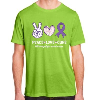 Peace Love Cure Fibromyalgia Awareness Month Warrior Fighter Gift Adult ChromaSoft Performance T-Shirt