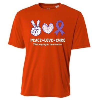 Peace Love Cure Fibromyalgia Awareness Month Warrior Fighter Gift Cooling Performance Crew T-Shirt