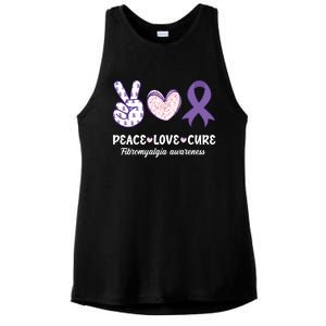 Peace Love Cure Fibromyalgia Awareness Month Warrior Fighter Gift Ladies PosiCharge Tri-Blend Wicking Tank