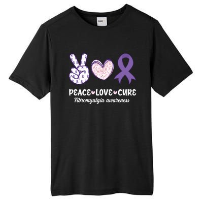 Peace Love Cure Fibromyalgia Awareness Month Warrior Fighter Gift Tall Fusion ChromaSoft Performance T-Shirt