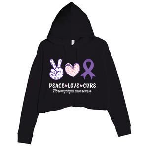 Peace Love Cure Fibromyalgia Awareness Month Warrior Fighter Gift Crop Fleece Hoodie