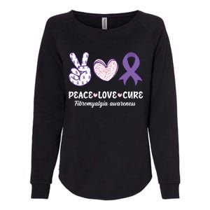 Peace Love Cure Fibromyalgia Awareness Month Warrior Fighter Gift Womens California Wash Sweatshirt