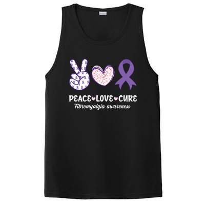 Peace Love Cure Fibromyalgia Awareness Month Warrior Fighter Gift PosiCharge Competitor Tank