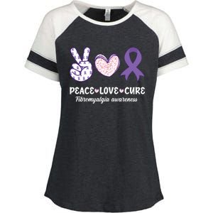 Peace Love Cure Fibromyalgia Awareness Month Warrior Fighter Gift Enza Ladies Jersey Colorblock Tee