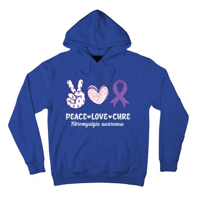 Peace Love Cure Fibromyalgia Awareness Month Warrior Fighter Gift Hoodie