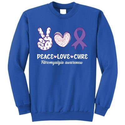 Peace Love Cure Fibromyalgia Awareness Month Warrior Fighter Gift Sweatshirt