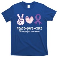 Peace Love Cure Fibromyalgia Awareness Month Warrior Fighter Gift T-Shirt