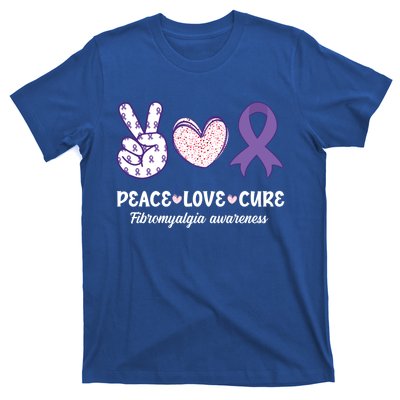 Peace Love Cure Fibromyalgia Awareness Month Warrior Fighter Gift T-Shirt