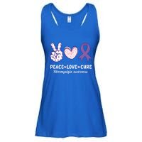 Peace Love Cure Fibromyalgia Awareness Month Warrior Fighter Gift Ladies Essential Flowy Tank