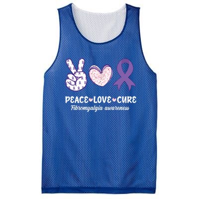 Peace Love Cure Fibromyalgia Awareness Month Warrior Fighter Gift Mesh Reversible Basketball Jersey Tank