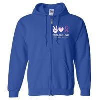 Peace Love Cure Fibromyalgia Awareness Month Warrior Fighter Gift Full Zip Hoodie