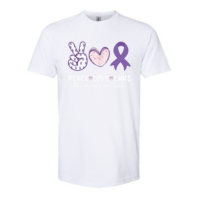 Peace Love Cure Fibromyalgia Awareness Month Warrior Fighter Gift Softstyle CVC T-Shirt