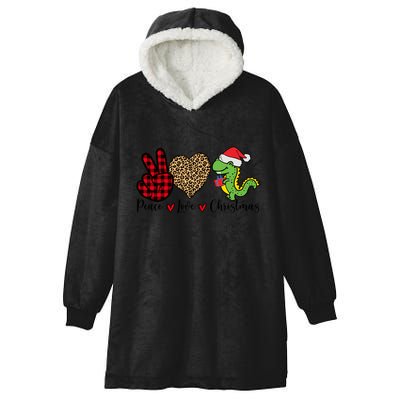 Peace Love Christmas Gift Funny Christmas Tree Rex Meaningful Gift Hooded Wearable Blanket