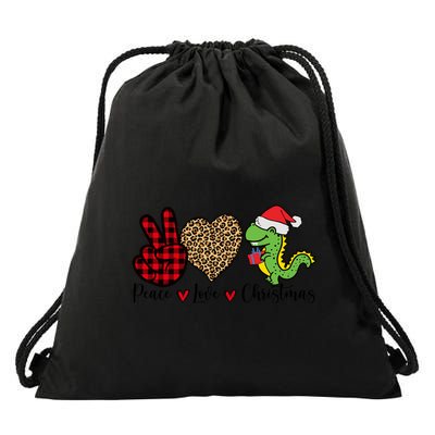 Peace Love Christmas Gift Funny Christmas Tree Rex Meaningful Gift Drawstring Bag