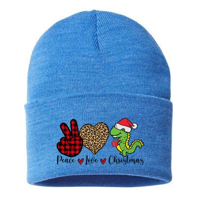 Peace Love Christmas Gift Funny Christmas Tree Rex Meaningful Gift Sustainable Knit Beanie