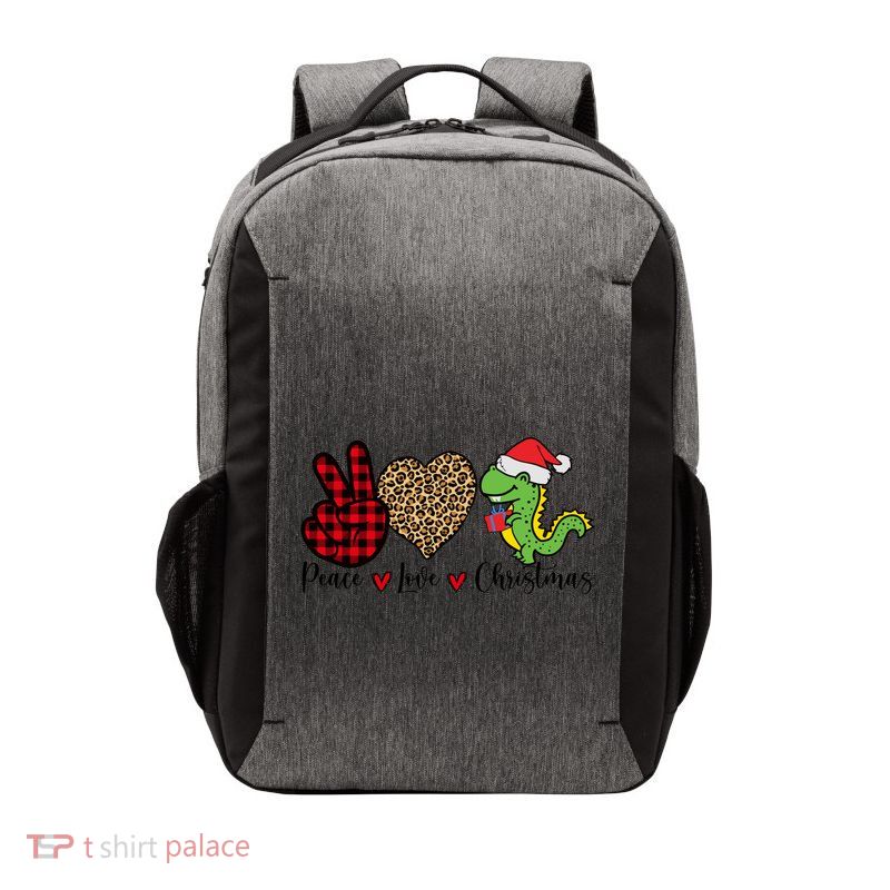 Peace Love Christmas Gift Funny Christmas Tree Rex Meaningful Gift Vector Backpack