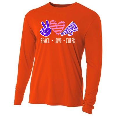 Peace Love Cheer Cheerleader Teen Girls Funny Cheerleading Gift Cooling Performance Long Sleeve Crew