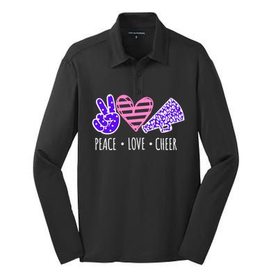 Peace Love Cheer Cheerleader Teen Girls Funny Cheerleading Gift Silk Touch Performance Long Sleeve Polo