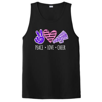 Peace Love Cheer Cheerleader Teen Girls Funny Cheerleading Gift PosiCharge Competitor Tank