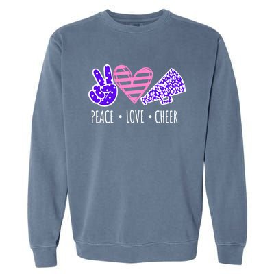 Peace Love Cheer Cheerleader Teen Girls Funny Cheerleading Gift Garment-Dyed Sweatshirt