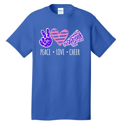 Peace Love Cheer Cheerleader Teen Girls Funny Cheerleading Gift Tall T-Shirt