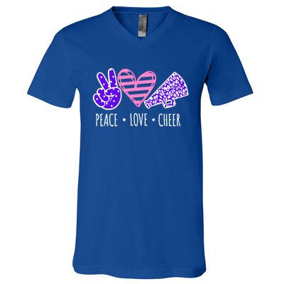 Peace Love Cheer Cheerleader Teen Girls Funny Cheerleading Gift V-Neck T-Shirt