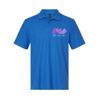 Peace Love Cheer Cheerleader Teen Girls Funny Cheerleading Gift Softstyle Adult Sport Polo