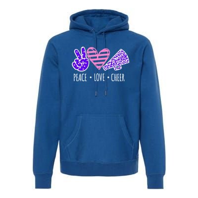 Peace Love Cheer Cheerleader Teen Girls Funny Cheerleading Gift Premium Hoodie