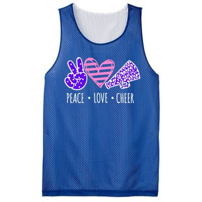 Peace Love Cheer Cheerleader Teen Girls Funny Cheerleading Gift Mesh Reversible Basketball Jersey Tank