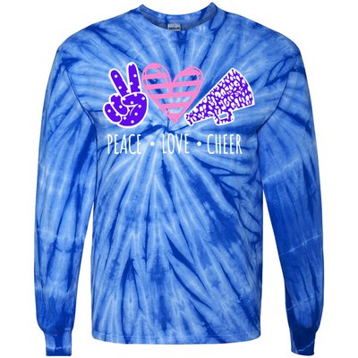 Peace Love Cheer Cheerleader Teen Girls Funny Cheerleading Gift Tie-Dye Long Sleeve Shirt