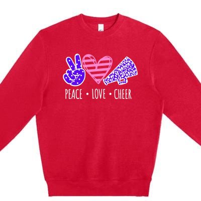 Peace Love Cheer Cheerleader Teen Girls Funny Cheerleading Gift Premium Crewneck Sweatshirt