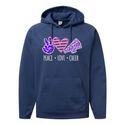 Peace Love Cheer Cheerleader Teen Girls Funny Cheerleading Gift Performance Fleece Hoodie