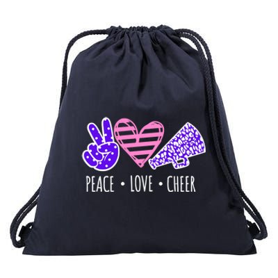 Peace Love Cheer Cheerleader Teen Girls Funny Cheerleading Gift Drawstring Bag