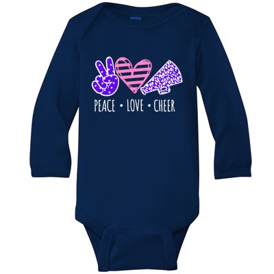 Peace Love Cheer Cheerleader Teen Girls Funny Cheerleading Gift Baby Long Sleeve Bodysuit