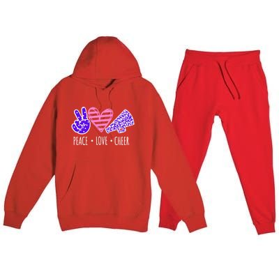 Peace Love Cheer Cheerleader Teen Girls Funny Cheerleading Gift Premium Hooded Sweatsuit Set