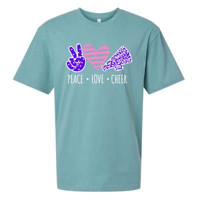 Peace Love Cheer Cheerleader Teen Girls Funny Cheerleading Gift Sueded Cloud Jersey T-Shirt