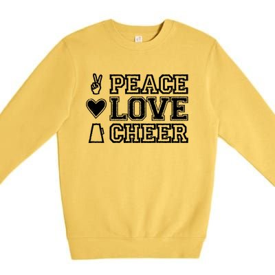 Peace Love Cheer Cheerleader Teen Girls Funny Cheerleading Cute Gift Premium Crewneck Sweatshirt