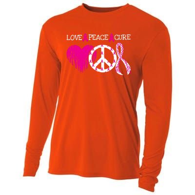 Peace Love Cure Breast Cancer Awareness Metastatic Funny Gift Great Gift Cooling Performance Long Sleeve Crew